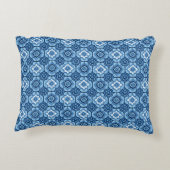 青色エレガント幾何学模様 アクセントクッション (裏面)