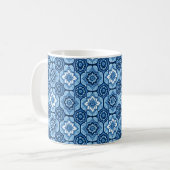 青色エレガント幾何学模様 コーヒーマグカップ (正面左)