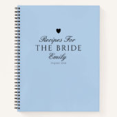 青色エレガント書道ブライダルシャワーギフトレシピ ノートブック (正面)