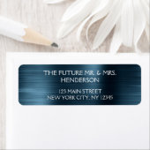 青色エレガント金属箔モダン結婚の ラベル (インサイチュ)