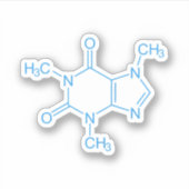 青色カフェイン分子 シール (正面)