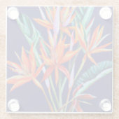 青色ガラスのコースター上の熱帯ヘリコニア ガラスコースター (裏面)