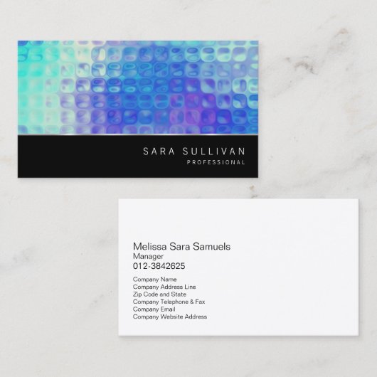 青色ガラス模様プロフェッショナル名刺 名刺 (正面/裏面)