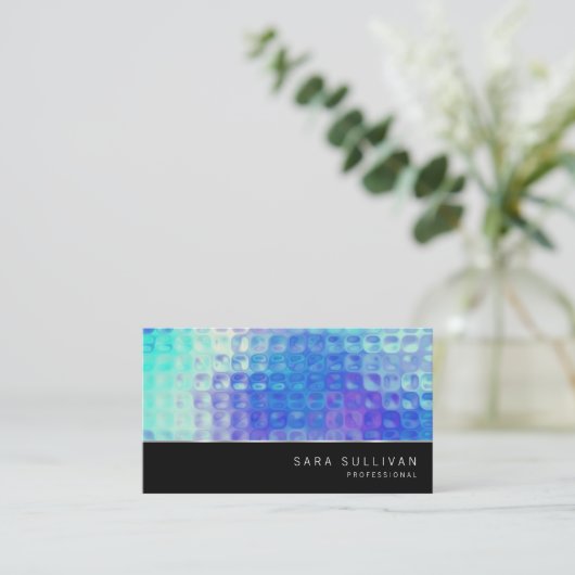 青色ガラス模様プロフェッショナル名刺 名刺 (スタンド正面)