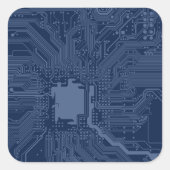 青色ギークマザーボード回路パターン スクエアシール (正面)