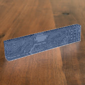 青色ギークマザーボード回路パターン デスクネームプレート (側面)