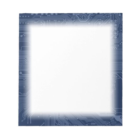 青色ギークマザーボード回路パターン ノートパッド (正面)