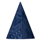 青色ギークマザーボード回路パターン パーティーハット (裏面)