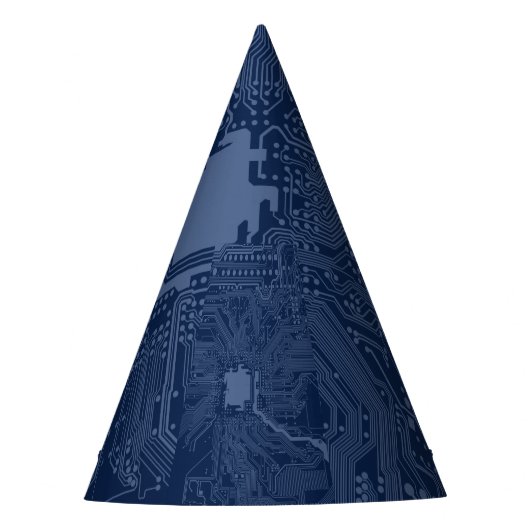 青色ギークマザーボード回路パターン パーティーハット (正面)