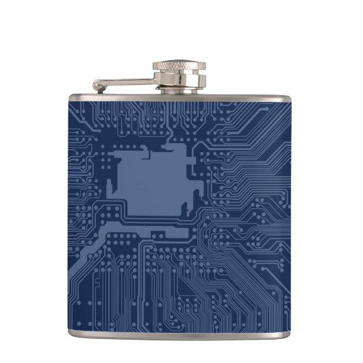 青色ギークマザーボード回路パターン フラスク (正面)