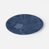 青色ギークマザーボード回路パターン ペーパープレート (アングル)