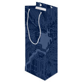 青色ギークマザーボード回路パターン ワインギフトバッグ (裏面アングル)