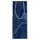 青色ギークマザーボード回路パターン ワインギフトバッグ (裏面)