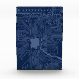 青色ギークマザーボード回路パターン 表彰盾