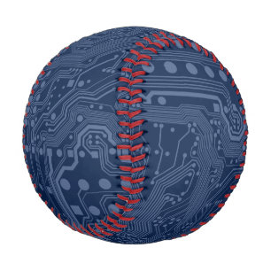 青色ギークマザーボード回路パターン 野球ボール