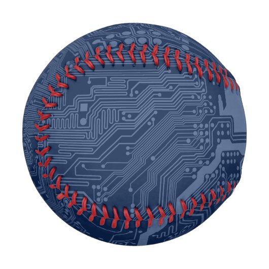青色ギークマザーボード回路パターン 野球ボール (正面左)