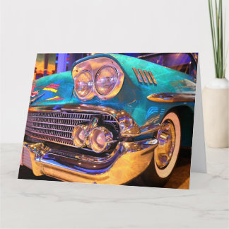 青色クラシック車ヴィンテージ誕生日グリーティングカード サンキューカード