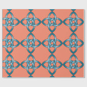 青色ケルト結び目模様包装紙 ラッピングペーパー (フラット)