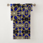 青色サファイア宝石金ゴールドの菱形 バスタオルセット (インサイチュ)