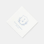 青色シンプル植物紋章モノグラ結婚ム スタンダードカクテルナプキン (角)