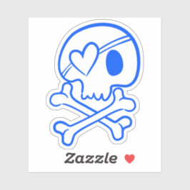 青色スカルハート形眼帯 シール