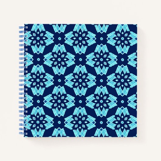 青色スタイリッシュ幾何学模様 ノートブック (正面)