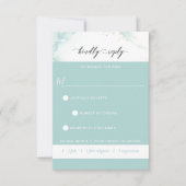 青色ターコイズ水彩(食付き/食付き) 出欠カード (正面)