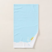 青色ダッキー（アヒルちゃん）付きゴムハート バスタオルセット (ハンドタオル)