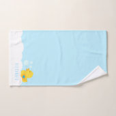 青色ダッキー（アヒルちゃん）付きゴムハート バスタオルセット (ハンドタオル)