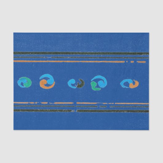 青色ティッシュペーパー日本の繊維プリント 薄葉紙 (正面)