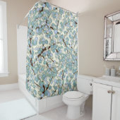 青色ティール（緑がかった色）桜素晴らしヴィンテージ日本のフローラ シャワーカーテン (インサイチュ)