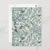 青色ティール(緑がかった色)桜素晴らしヴィンテージ日本のフローラ ポストカード (正面/裏面)