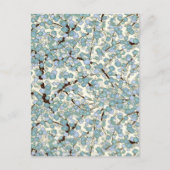 青色ティール（緑がかった色）桜素晴らしヴィンテージ日本のフローラ ポストカード (正面)