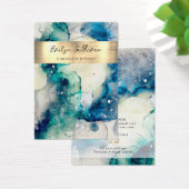 青色ティール（緑がかった色）水彩ジュエリー表示カード (デスク)