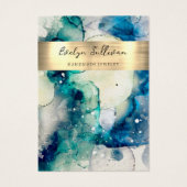 青色ティール（緑がかった色）水彩ジュエリー表示カード (正面)