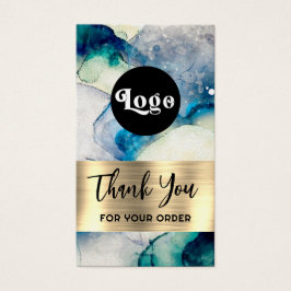 青色ティール（緑がかった色）水色金ゴールドフォイルパッケージインサート