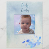 青色テーマ写真枠用スクラップブック紙シート (正面)