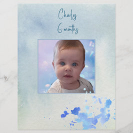 青色テーマ写真枠用スクラップブック紙シート