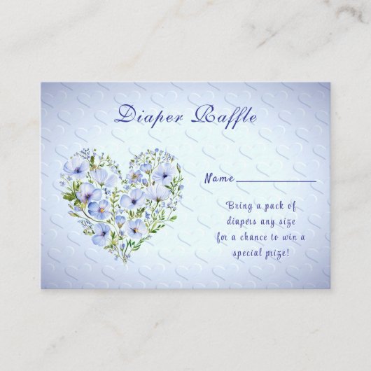 青色ハートフローラベビーシャワーエンクロージャ エンクロージャーカード (正面)