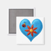 青色ハートロッカー磁石、冷蔵庫 マグネット (正面/裏面)