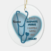 青色ハート助産師ナースカスタムナースオーナメント セラミックオーナメント (左)