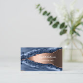 青色バラ金ゴールドアゲーエレガントト大理石モダンQRコード 名刺 (スタンド正面)