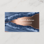 青色バラ金ゴールドアゲーエレガントト大理石モダンQRコード 名刺 (正面)