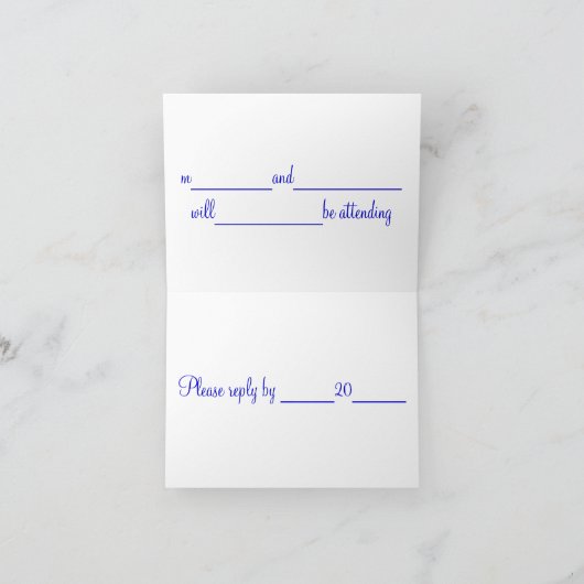 青色バラRSVPカード 招待状 (内部)