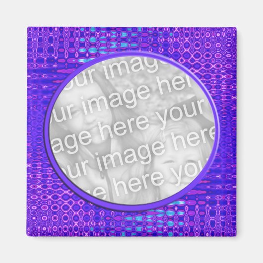 青色パターン写真枠 マグネット (正面)