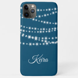 青色パーソナライズされたの文字列ライト iPhone 11 PRO MAXケース