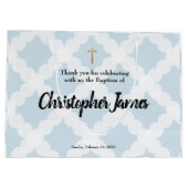 青色パーソナライズされた金ゴールド十字 ラージペーパーバッグ (裏面)