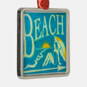 青色ビーチ標識オーナメント メタルオーナメント (右)