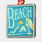 青色ビーチ標識オーナメント メタルオーナメント (左)