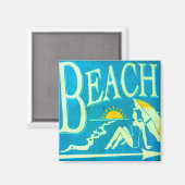 青色ビーチ磁石 マグネット (正面/裏面)